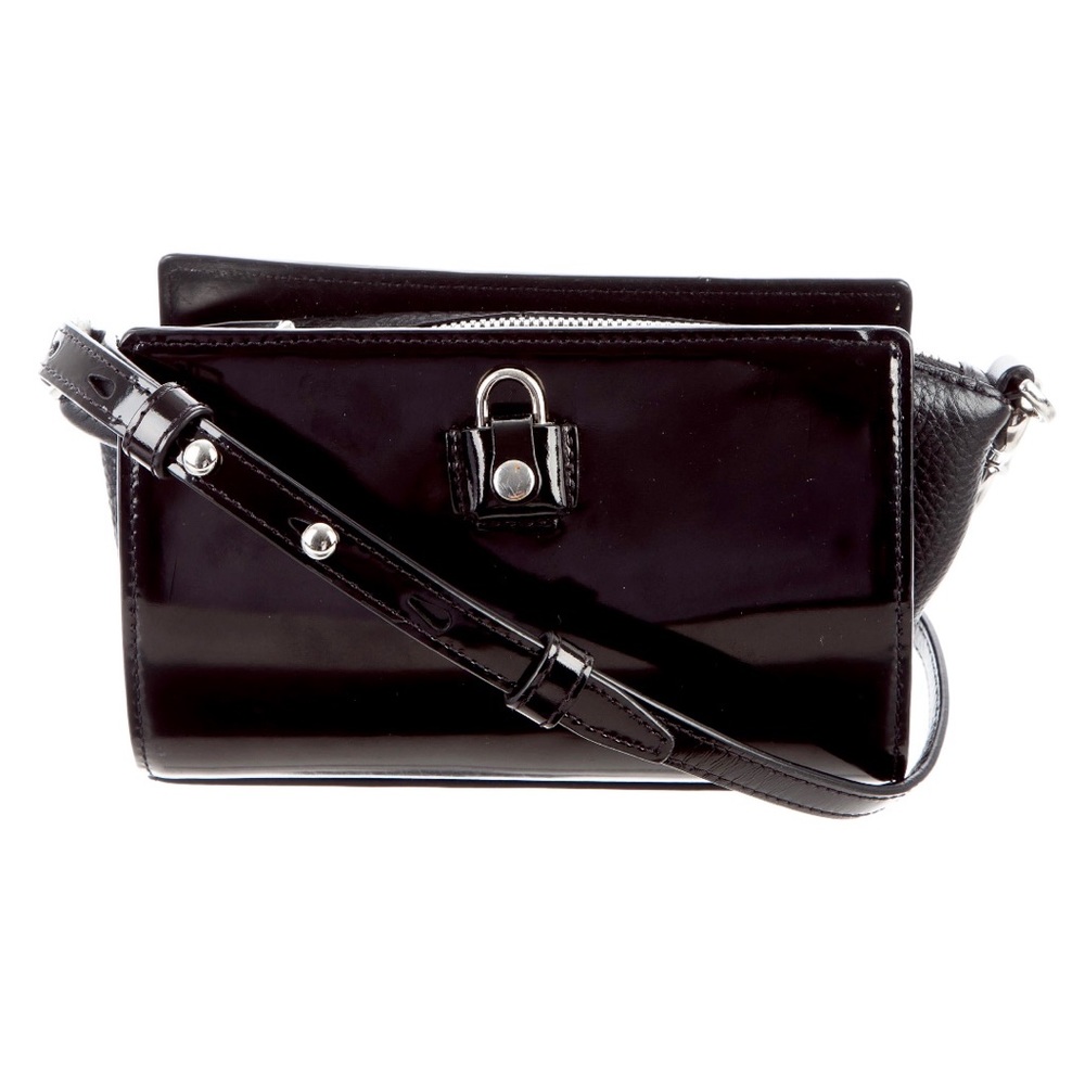 Alexander Wang Black Patent Leather Pelican Sling Bag Silver Hardware